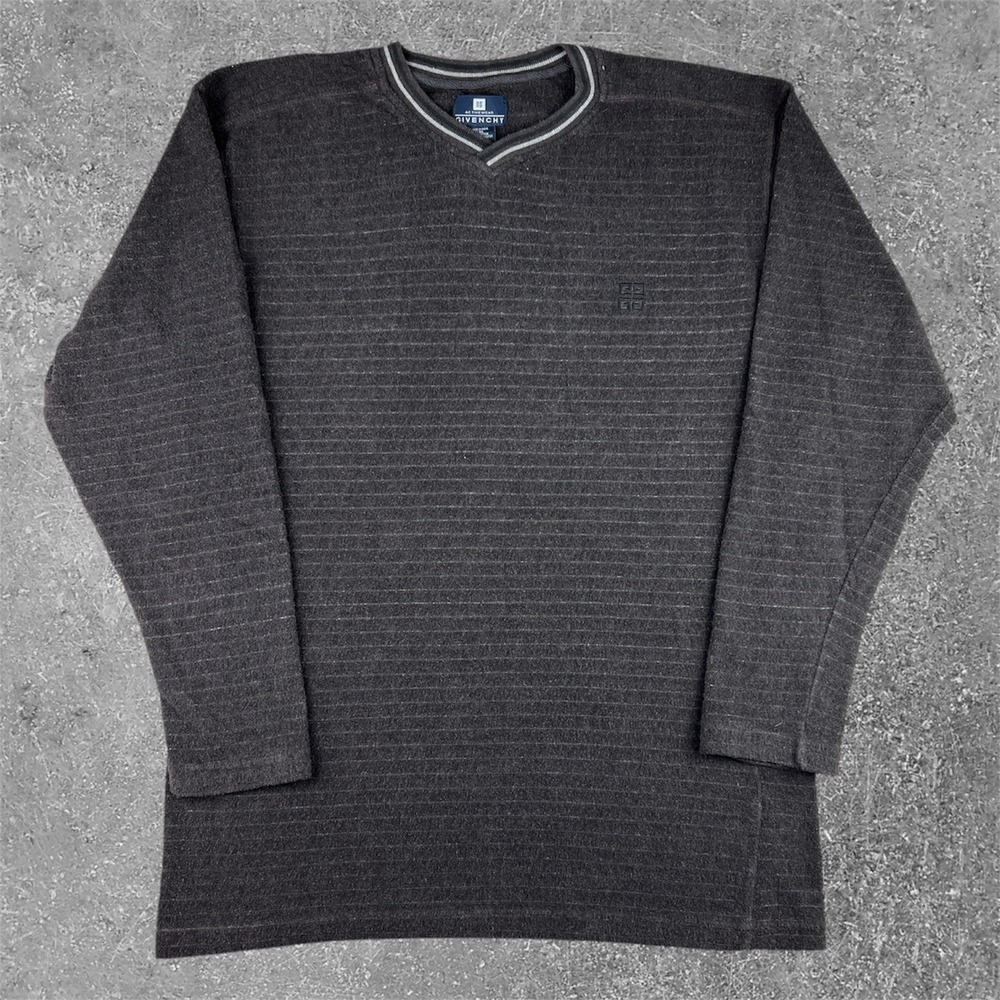 Givenchy Activewear Terry Cloth Shirt Men XL Striped V-Neck Long Sleeve Designer